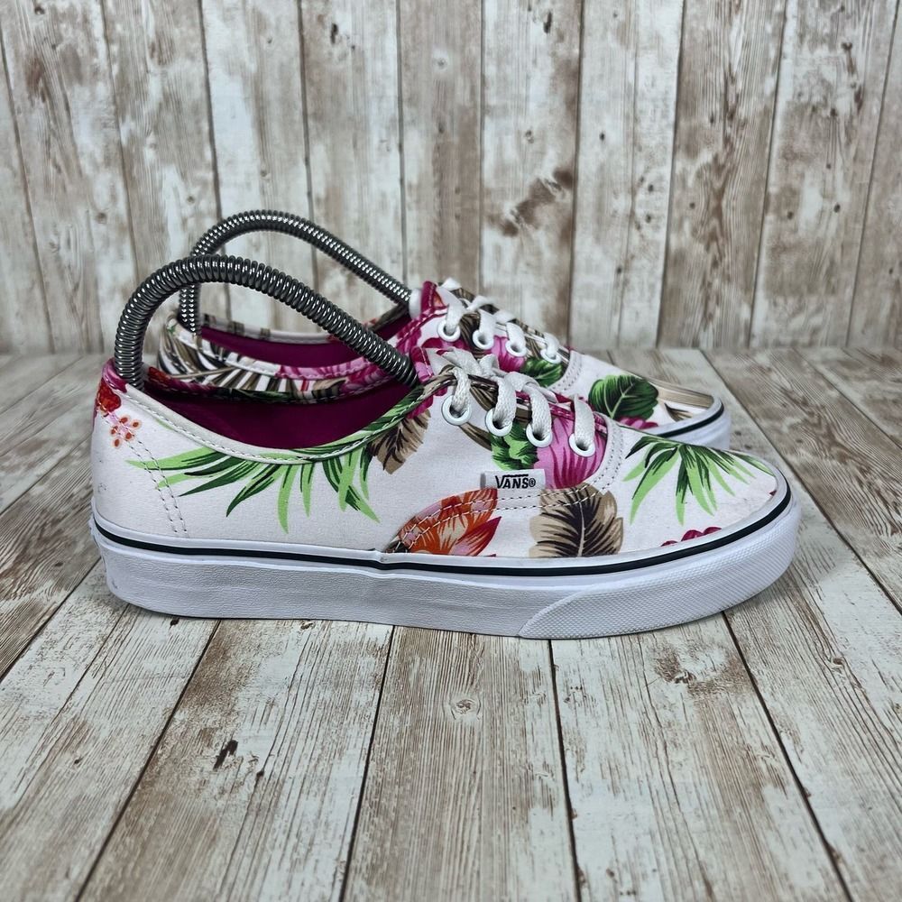 Vans Authentic Tropical Floral Print Lace Up Low Top Sneakers‎ Women Size 7.5